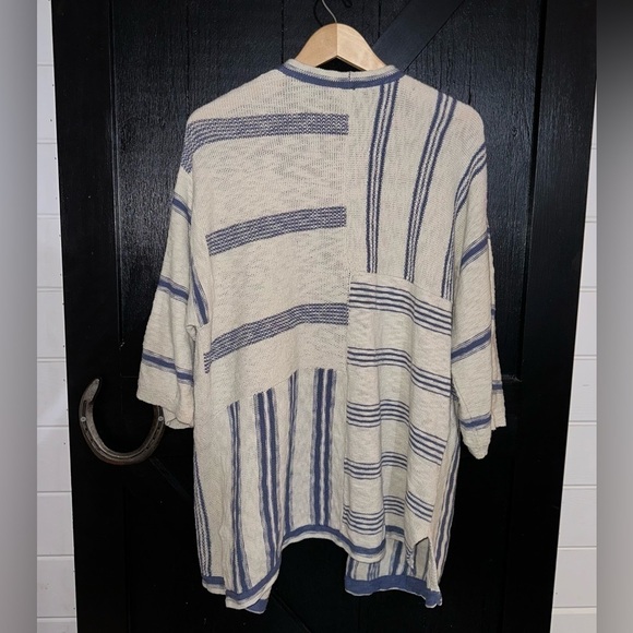 J. Jill Pure 100% Cotton Knit Oversized Boho Striped Open 3/4 Sleeves Cardigan S - Picture 4 of 9